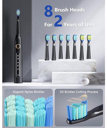 Powerful 5 Mode Electric Toothbrush for Adults | 40,000 VPM Sonic Cleaning | 8 Brush Heads | Rechargeable | Waterproof IPX7 - Buy Online on GoSupps.com