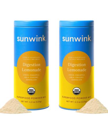 Sunwink Digestion Lemonade - Organic Lemon & Amla Powder for Digestion and Detox - Clean Superfood Powder for Lemon Water Lemon Juice & Smoothies - 2 Pack 60.0 Servings (Pack of 1)