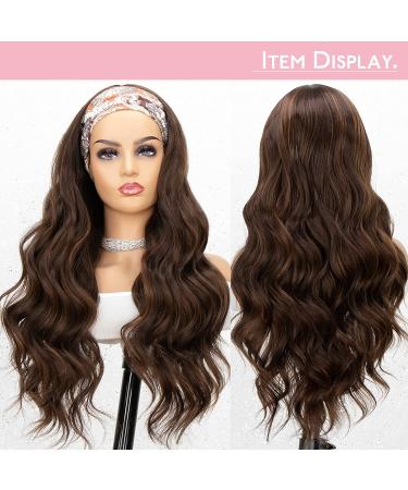 Natural Looking 22 Brown Headband Wig - Kryssma Body Wave Synthetic Wig for Women - Buy Online on GoSupps.com