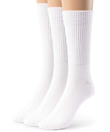 Silky Toes 3 or 6 Pack Women s Bamboo Diabetic Seamless Soft Non-Binding Crew Socks Also Available In Plus Sizes 9-11 (Average) White -3 Pairs