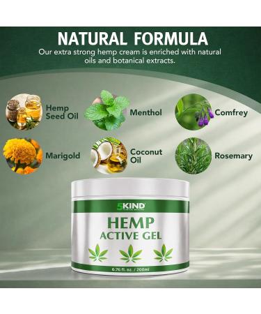 5kind Hemp Gel with Rosemary Cocos Oil Camphor & Menthol High Strength Formula for Back Muscles Feet Knees Neck & Shoulders - 200ml - Buy Online on GoSupps.com