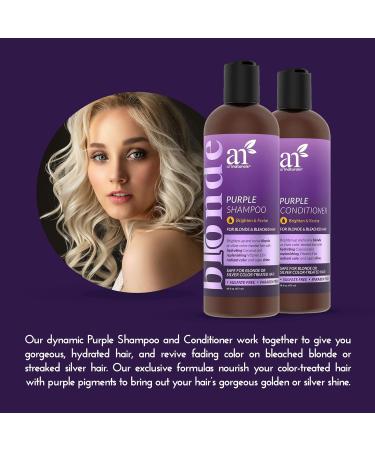 ArtNaturals Purple Shampoo & Conditioner Set - 16 Fl Oz (Pack of 2) for Bleached, Silver, Blonde Hair - Sulfate Free - Buy Online on GoSupps.com