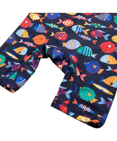 UPF 50+ Baby Boy/Girl Swimsuit with Sun Hat | Colorful Fish Design | 6-9 Months - Buy Online on GoSupps.com