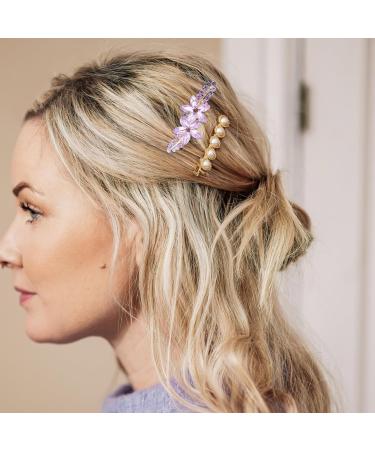 FRCOLOR Flower Crystal Rhinestones Barrettes Fashion Ponytail Holders Luxury Glitter Sparkly Jeweled Hair Clips French Metal Snap Alligator Hair Clips for Wedding Birthday - Buy Online on GoSupps.com