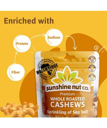 Sunshine Nuts Co. Whole Roasted Lightly Salted Cashews - Gluten Free, Peanut Free, Vegan Snack Packs - GMO Free - 2 Pack, 7 oz. Each - Buy Online on GoSupps.com