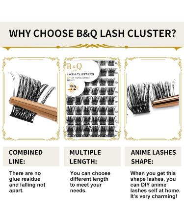 72 D Curl B&Q Lash Clusters | Natural DIY Eyelash Extensions | D-12mm B 07 - Buy Online on GoSupps.com