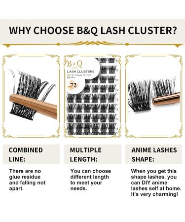Buy BQ Lash Colored Eyelash Clusters - 72 Individual DIY Extensions for Home Use (B07 D-8-16 Mix) - Black Eyelashes for Stunning Looks - Buy Online on GoSupps.com
