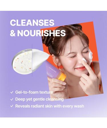 DERMALOGY by NEOGENLAB Double Vita Capsule Cleansing Foam Vitamin-Rich Daily Face Cleanser with AHA/BHA & Yuzu Lime Extract Brightening & Hydrating Gel-to-Foam Cleanser All Skin Types 5.07 fl oz - Buy Online on GoSupps.com