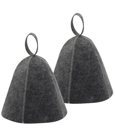 2 pieces saunahut Filzhut sauna hat hat hats sauna caps Filz cap sauna cap bath cap felt cap portable sauna willowybe for women men bath shower accessories head cover (gray)