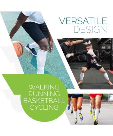 Buy Waden Compression Stockings for Men & Women - Footless Leg Compression Cuffs for Shin Pain & Varicose Veins - White Edition - Buy Online on GoSupps.com
