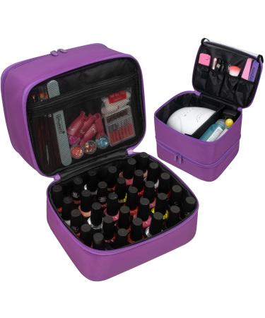 ButterFox Nail Polish Organizer Storage Case, Fits Nail UV Dryer Light and 30-40 Bottles Depending On Bottle Sizes, Nail Supplies Organizer (Burgundy Purple)