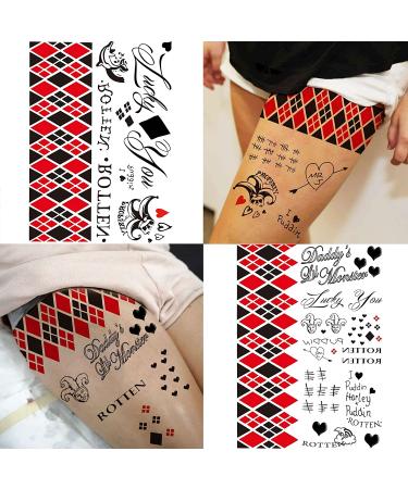 TASROI Harley Quinn Temporary Tattoo Stickers - Set of 5 Sheets for Men and Women, Suicide Squad and Birds of Prey Inspired, Perfect for Halloween and Cosplay - Buy Online on GoSupps.com