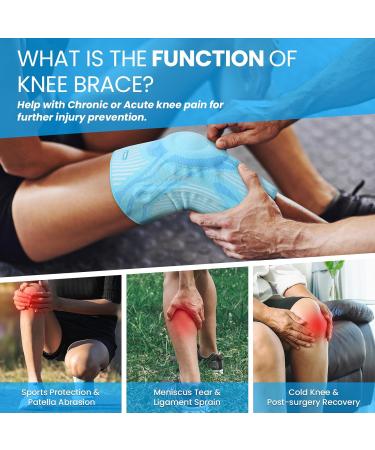 Buy Welnove Knee Brace Sleeves for Pain Relief - Compression Support with Stabilizers & Gel Pad | 2 Pack Blue Large for Men & Women - Ideal for Workouts Running & Climbing - Buy Online on GoSupps.com