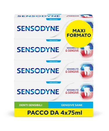 Sensodyne toothpaste sensitivity & gums for sensitive teeth and gum problems daily tooth hygiene mint taste 4 x 75 ml