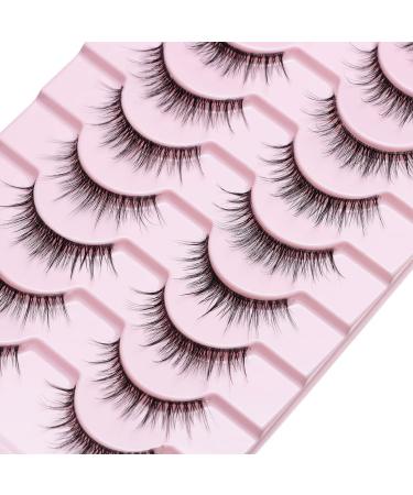 gootrades Short False Eyelashes Natural Look 10 Pairs Clear Invisible Band 10mm Small Fake Eye Lashes Wispy Cat Eye for every day/Hooded Small Eyes/Glasses Wearer