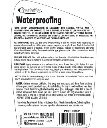 STAR BRITE Waterproofing Spray 22oz - Waterproofer + Stain Repellent + UV Protection - Buy Online on GoSupps.com