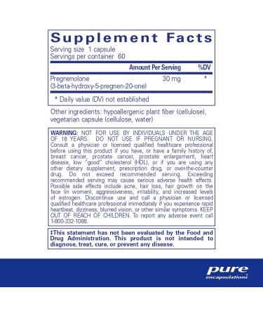 Pure Encapsulations Pregnenolone - 30 mg - Hormone Support - Memory Support & Brain Supplement  - 60 Vegan Capsules - Buy Online on GoSupps.com