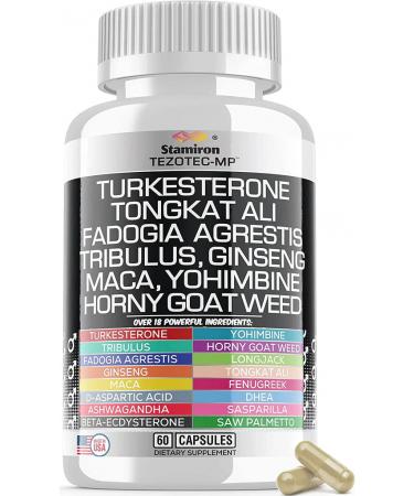 Tongkat Ali 1000mg Fadogia Agrestis 1000mg Maca 1000mg Turkesterone Extract Supplement with Ginseng Ashwagandha Fenugreek DAA Saw Palmetto DHEA Nettle - 60 Capsules Made in USA