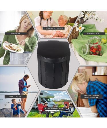 Portable Foldable Outdoor Emergency Toilet for Camping, Travel, and Hiking - Black with Cover - Buy Online on GoSupps.com