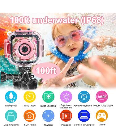 PROGRACE Kids Camera Waterproof Gift Toy - Children Digital Video Camera Underwater Camera for Kids 1080P Camcorder DV Toddler Camera for Girls Birthday Learn Camera Pool Toys Age 3-14 Pink - Buy Online on GoSupps.com