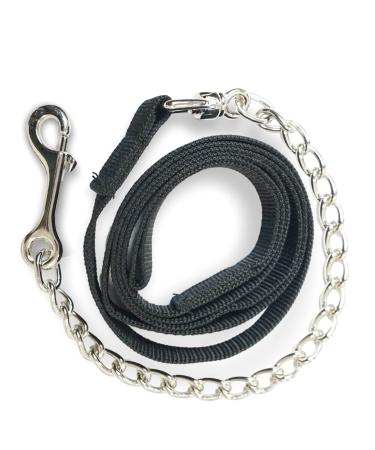 Guide for horses |Safe leading with iron chain & nylon handle |Guide suitable for stallion dogs pony donkey |Length 2.10 m (black)