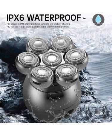 Hyadry 5-in-1 Electric Head Shaver for Men - IPX6 Waterproof Bald Razor with 7 Rotating Heads Beard & Nose Hair Trimmer LED Display - Buy Online on GoSupps.com