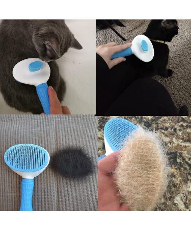Self-Cleaning Cat Grooming Brush - Shedding & Mats Removal - Pet Slicker Brush for Dogs - Blue - Buy Online on GoSupps.com