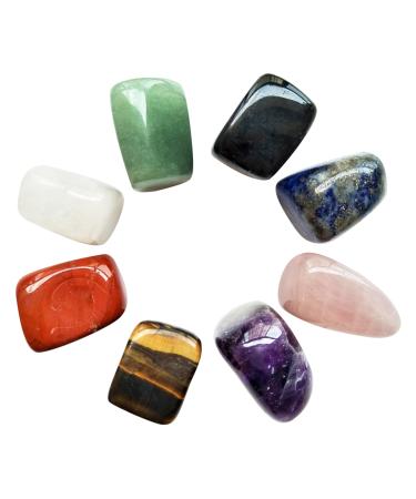 Mina Heal 8-pcs Healing Crystals/Chakra Stones/Crystal Set for Crystal Healing Meditation Healing Crystal Gifts Spiritual Gifts Relaxation Decor 8-pcs Chakra Stones