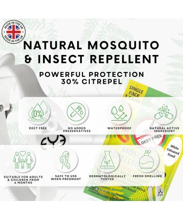 THEYE Mosquito Repellent Bracelet - Deet Free - 100% Natural - Up to 2 Weeks Protection - Adjustable Wristband [White] - Buy Online on GoSupps.com