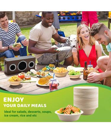 Disposable Paper Bowls 32oz Heavy Duty 100 Pack Eco-Friendly Compostable Bowls Party Serving Bowls for Salad Ice Cream Dessert and Hot Soup Biodegradable Bowls Made of Sugarcane - Buy Online on GoSupps.com