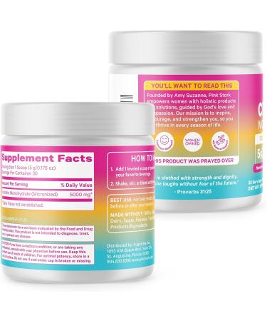 Pink Stork Creatine Monohydrate for Women | Micronized Creatine Powder | 5g Unflavored | Supports Muscles Energy Cognitive Function | Clean Alternative to Pills or Gummies | 30 Servings - Buy Online on GoSupps.com