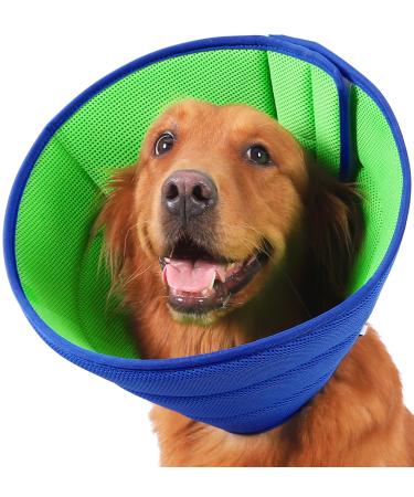 Soft Dog Cone Collar for Dogs After Surgery Elizabethan Dog Cone Alternative Breathable Dog Cones for Dogs and Cats Adjustable Dog Recovery Collar for Pets Lightweight E-Collars for Dogs (Size 9) Size 9(Neck:17.5"- 19.6")