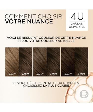 L OR AL PARIS - Coloration Cheveux Permanente - Longue Dur e - R sultat Naturel & Lumineux - Couvre 100% des Cheveux Blancs - Excellence Cr me Universal Nudes - Nuance : Ch tain Universel (4U) 4U - Ch tain - Buy Online on GoSupps.com
