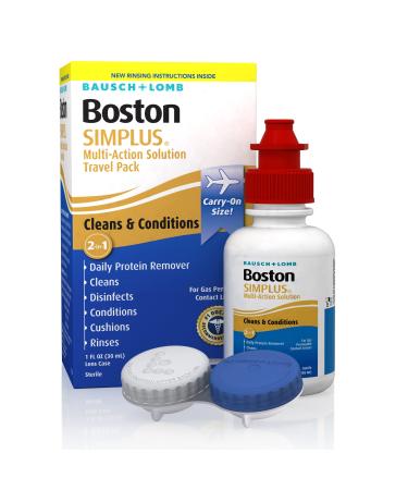 Contact Lens Solution by Boston Simplus, for Gas Permeable Contact Lenses, Contact Lens Case Included, 1 Fl Oz 1 Fl Oz (Pack of 1)