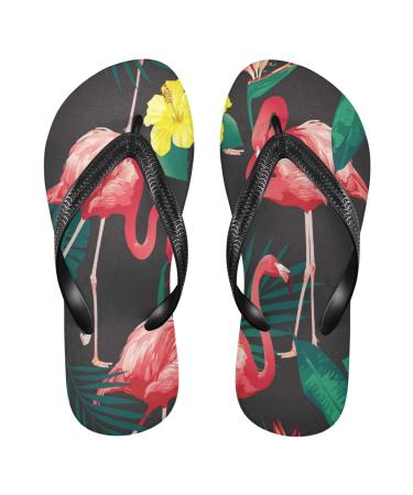 Mnsruu Flamingobl te floral animal flip-flops flip sandals slippers hotel spa bedroom travel L for men and women medium multi-colored