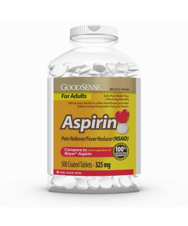 GoodSense Aspirin Pain Reliever & Fever Reducer (NSAID), 325 mg Coated Tablets, Temporarily Relieves Headache, Muscle Pain, Toothache, Menstrual Pain, Pain and Fever of Colds, Minor Pain of Arthritis