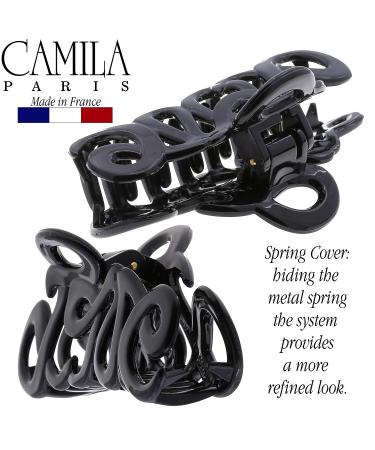 Camila Paris CP3026 French Hair Clip 3.25 inch Black Cellulose Claw Clip - Durable Fashion Accessory with Strong Hold, No Slip Grip - Made in France - Buy Online on GoSupps.com