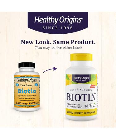 Healthy Origins Biotin 10,000 Mcg Vcaps - 150 Count | Boost Hair, Skin & Nails - Buy Online on GoSupps.com