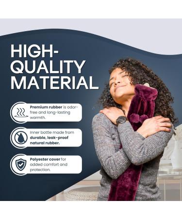 Tanness 2L Hot Water Bottle - Long Heat Bottle for Neck Waist & Shoulders | Anti-Outlet Design | Perfect Gift for Women (Purple Violet) - International Shipping Available - Buy Online on GoSupps.com