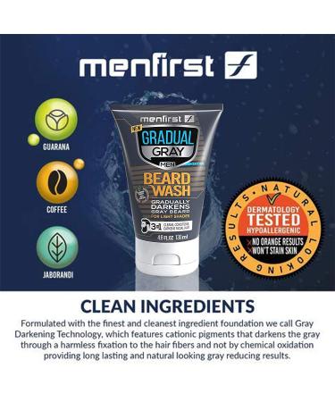 MenFirst Gradual Gray Darkening Beard Wash - Light Shades for Blonde and Light Brown Hair - Reduce White Beard Color - 4.6 Fl Oz - Buy Online on GoSupps.com