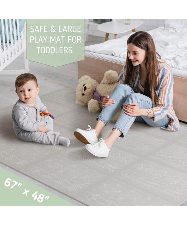 Stylish Baby Play Mat 5.6 x 4 ft. - Soft, Easy to Clean and Modern Gray Foam Playmat for Safe Play Area - Ideal for Kids Playroom and Home Decor - Buy Online on GoSupps.com