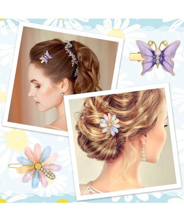 10 Pcs Rhinestone Butterfly Flower Hair Clips for Women and Girls - Handmade Metal Barrettes for Wedding - Glitter Crystal Hairpin Jewelry Accessory (Fresh Style) - Buy Online on GoSupps.com