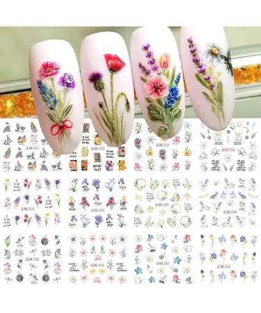 VOTACOS Flower Nail Art Stickers - 12 Sheets of Summer Lily Orchid & Butterfly Designs | Water Transfer Nail Decals for Women - Buy Online on GoSupps.com