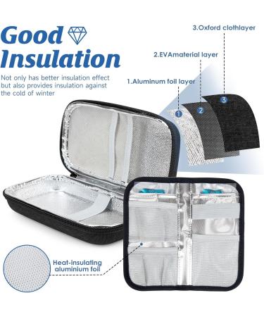 Youshares Insulin Cooling Bag - Travel Etui for Diabetics | TSA Approved Eva Cool Box for Glucose Meters EpiPen & Insulin Pen with 2 Cooling Packs (Black) | Ideal Diabetes Accessories - Buy Online on GoSupps.com
