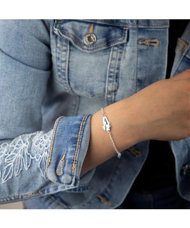 Baby Teddy Children's Bracelet - Engraved 925 Silver 14cm & 16cm - Perfect Gift for Birth & Baptism - Personalized Lucky Charm for Girls - Buy Online on GoSupps.com