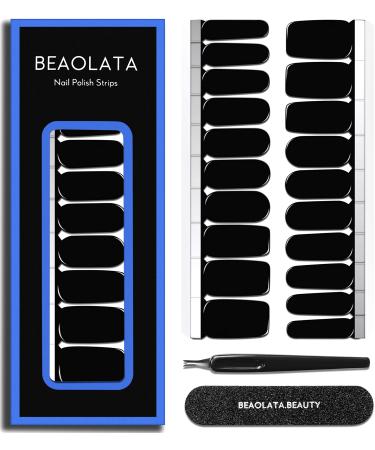 Nail Polish Strips Long Lasting 20 Nail Wraps Nail Stickers Gel Nail Strips Easy Apply& Remove Salon Quality (Halloween Black)