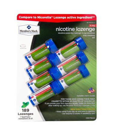 Member's Mark Nicotine Lozenge 4mg 189 ct Mint / Previously Simply Right by Members Mark