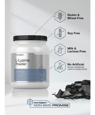 L-Lysine Powder 2.2 lbs - Unflavored Free Form Supplement for Vegetarians - Non-GMO & Gluten Free Formula by Horbaach - Buy Online on GoSupps.com