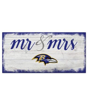 Fan Creations NFL Baltimore Ravens Unisex Baltimore Ravens Script Mr & Mrs Sign, Team Color, 6 x 12