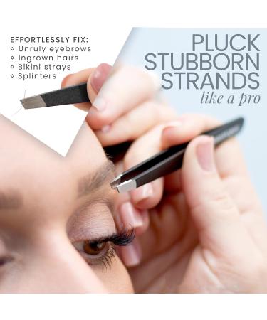 2pc Slant Pointed Precision Tweezers for Eyebrows Ingrown Hairs Blackheads - Sharp Needle Nose for Plucking Splinters - Buy Online on GoSupps.com
